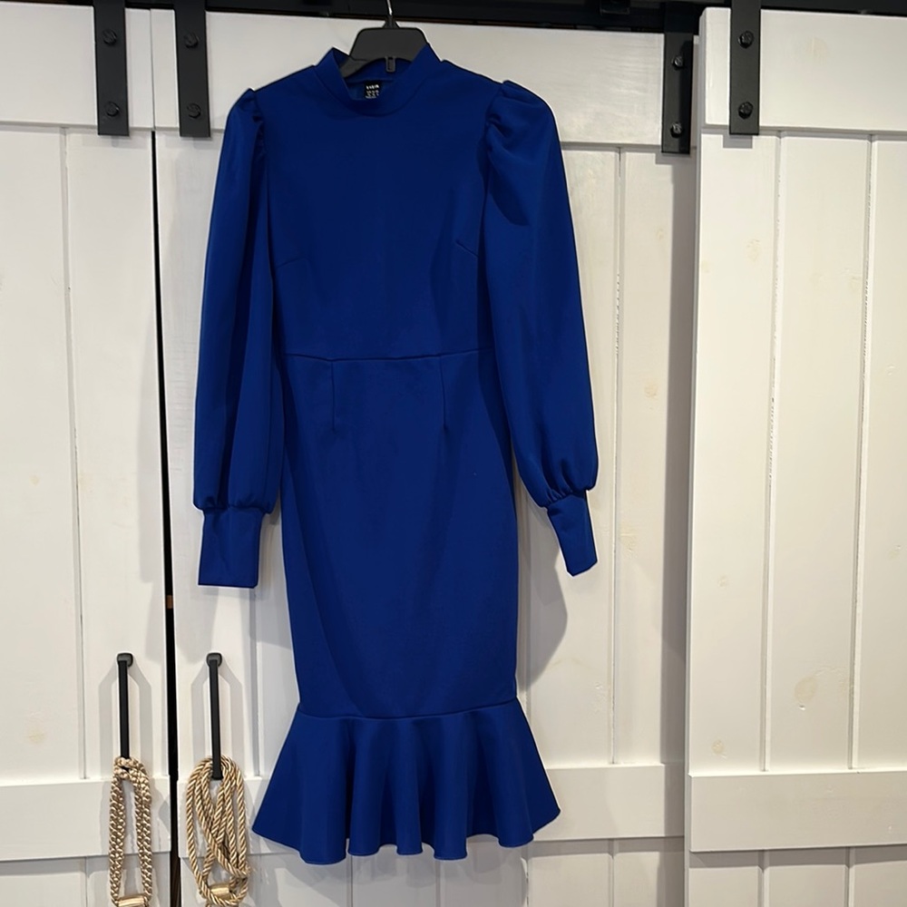 Elegant Blue Women's Midi Dress
